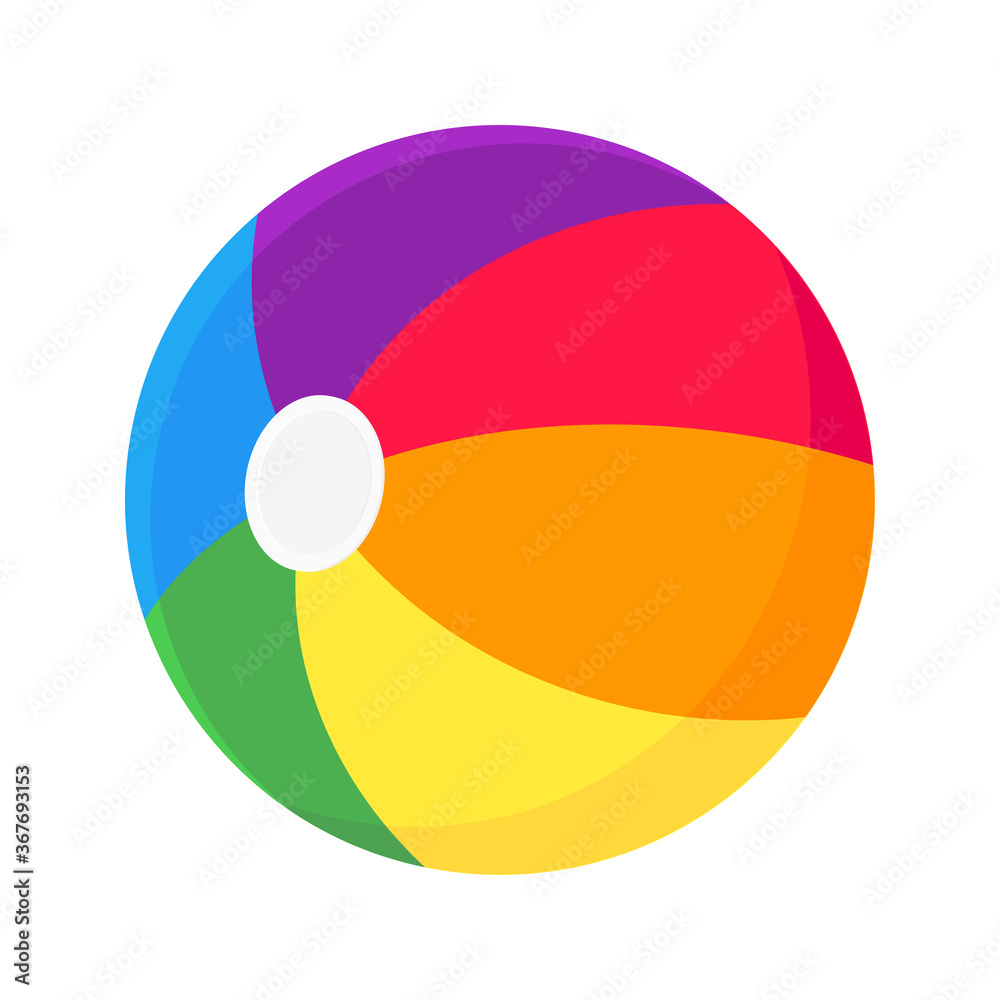 Inflatable beach ball flat style design vector illustration icon sign isolated on white background. Retro styled inflatable toy for summer games or holidays. Inflatable beach ball flat style design vector illustration icon sign isolated on white background. Retro styled inflatable toy for summer games or holidays.