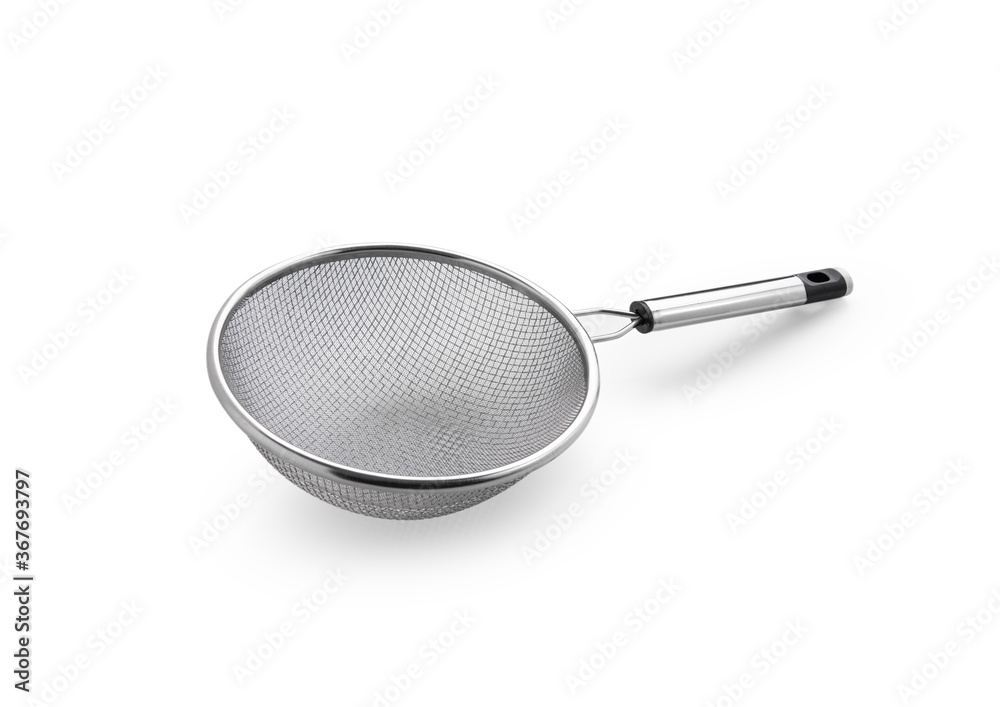 metal colander on white background metal colander on white background
