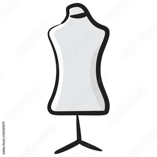 
Fashion design dress dummy, doodle icon of mannequin vector 
