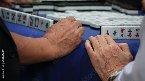 Senior folks playing mah jong at People's square park