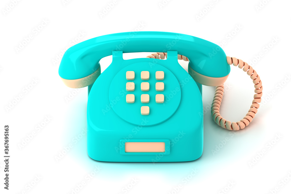Front view of landline with buttons 3d render illustration Front view of landline with buttons 3d render illustration