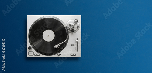 Wallpaper Mural top view of a classic record player flat lay, simple minimalism concept wit copy space Torontodigital.ca