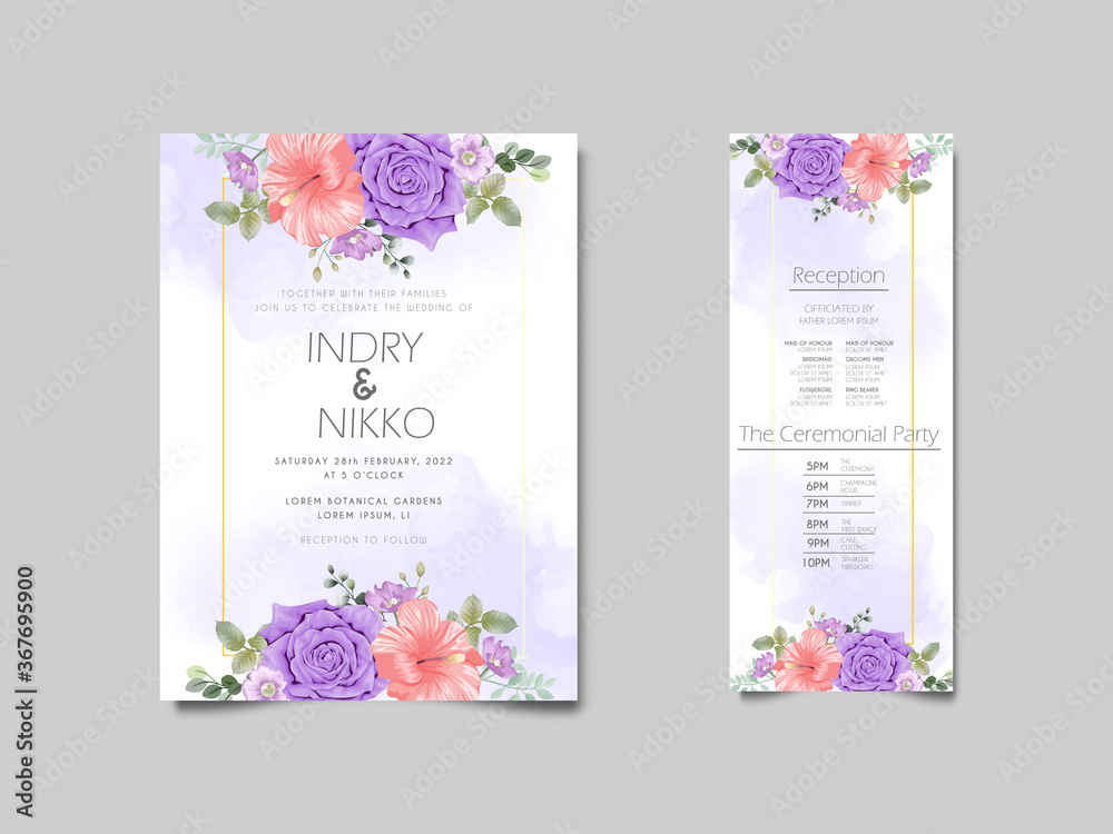 beautiful and elegant wedding invitation with floral concept