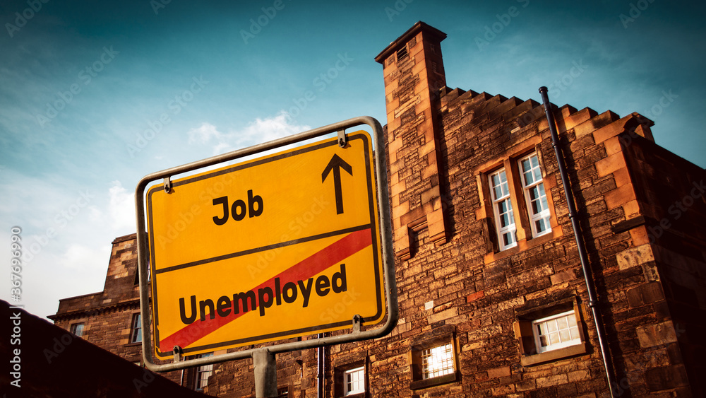 Fototapeta premium Street Sign to Job versus Unemployed