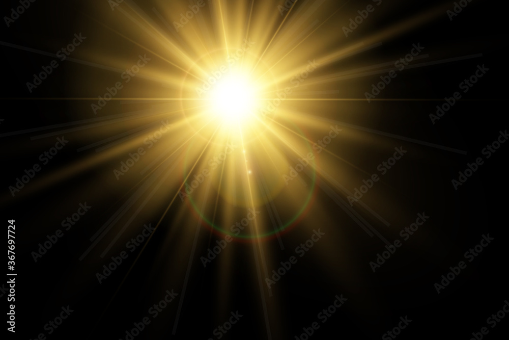 Light effects on a transparent background. Shine gradient glitter, bright flare. Sun texture. Vector illustration.
