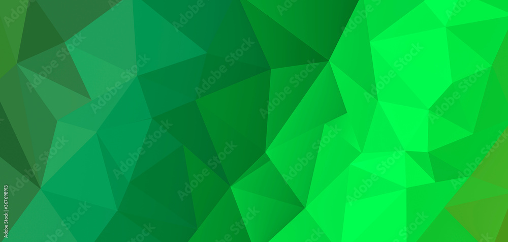 Abstract green geometric modern texture. Beautiful low poly structure banner