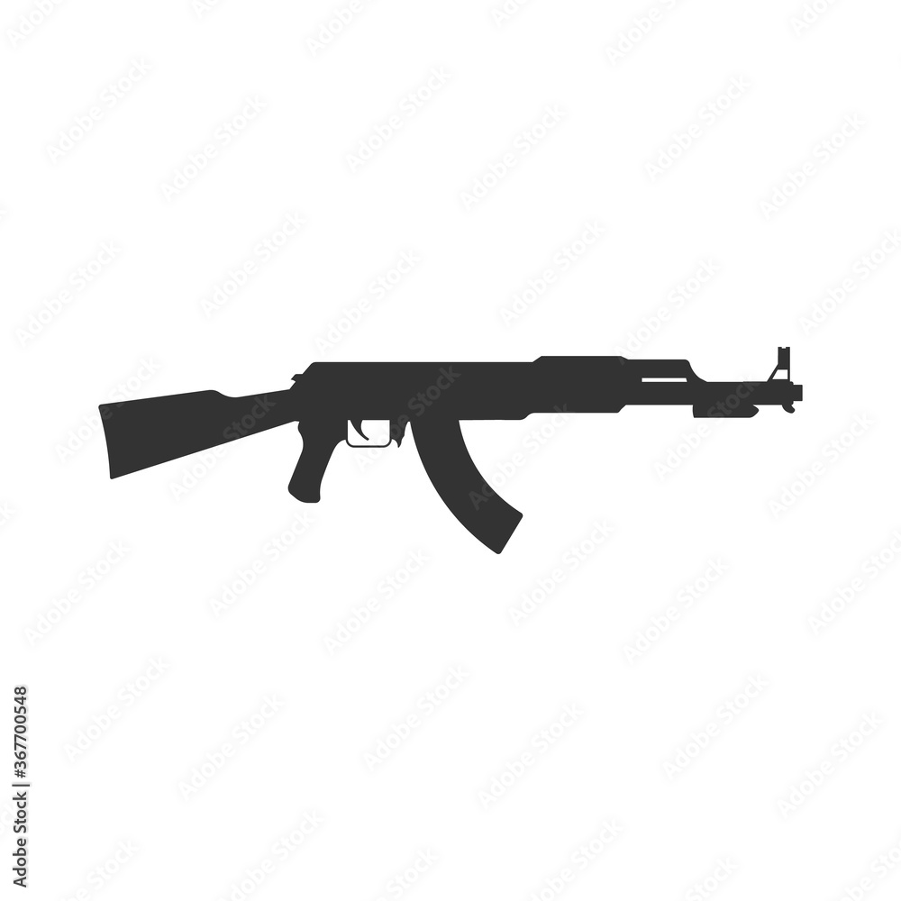AK47 icon. Kalashnikov machine gun black silhouette. Vector illustration. AK47 icon. Kalashnikov machine gun black silhouette. Vector illustration.
