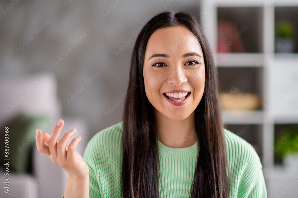 Photo &amp; Art Print Close up photo of positive cheerful korean girl 