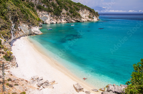 Picturesque Xigia sandy beach on north west coast of Zakynthos island  Greece