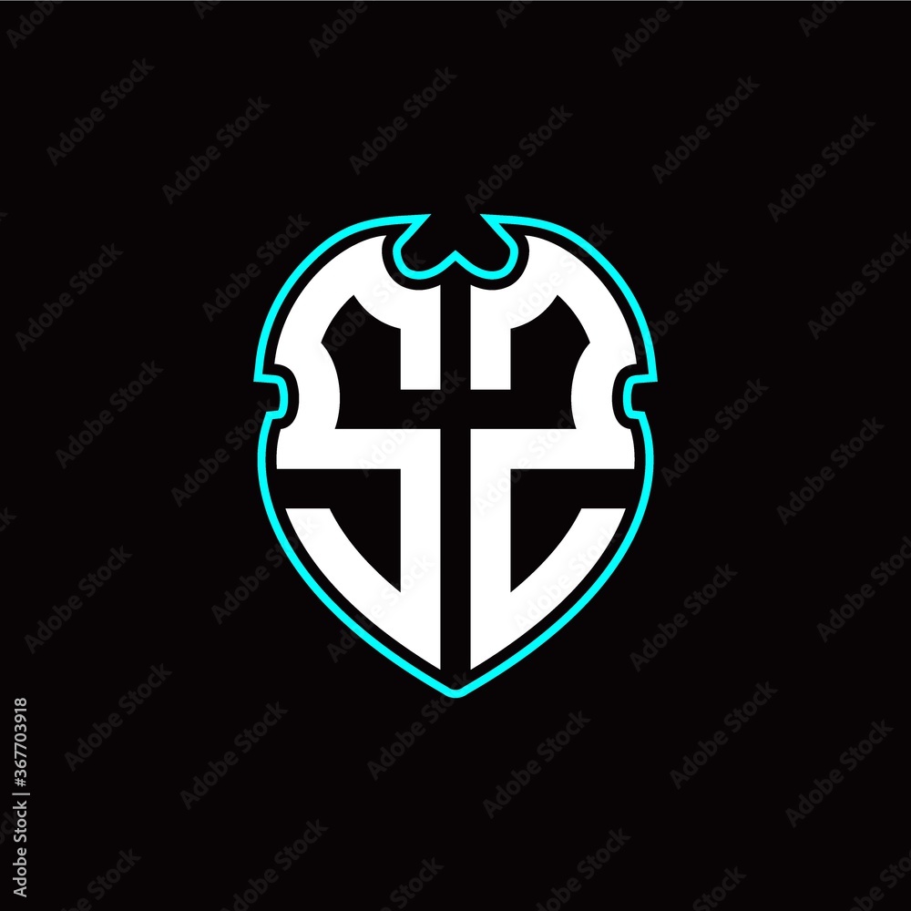 S Z Initial logo design with a shield shape S Z Initial logo design with a shield shape