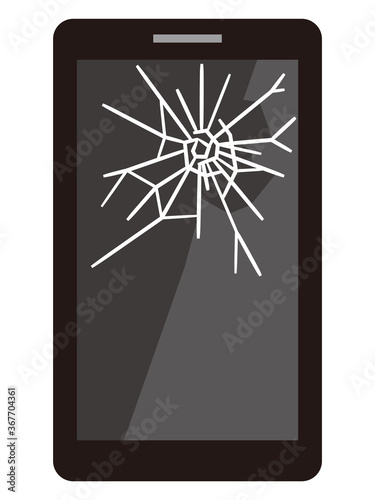 画面がひび割れたスマホ
