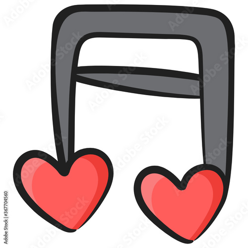 
Romantic music note, song, melody or tune icon for musical apps and websites
