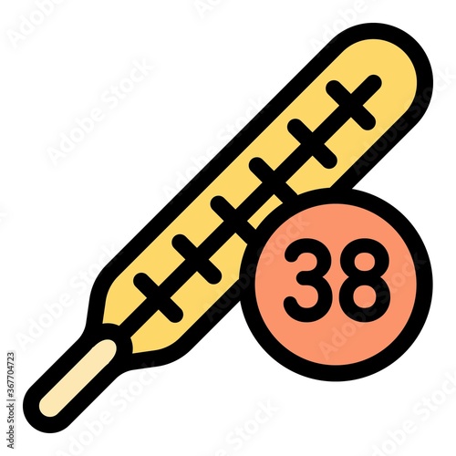 Flu 38 temperature icon. Outline flu 38 temperature vector icon for web design isolated on white background