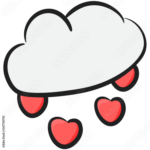 
Heart dripping from cloud, romantic rain flat vector style 
