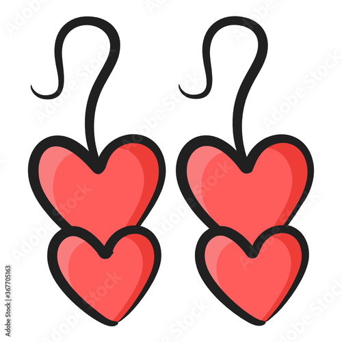 
Heart earrings vector style, doodle icon design 
