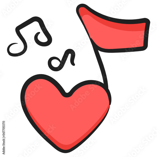 
Romantic music notes, song, melody or tune icon for musical apps and websites
