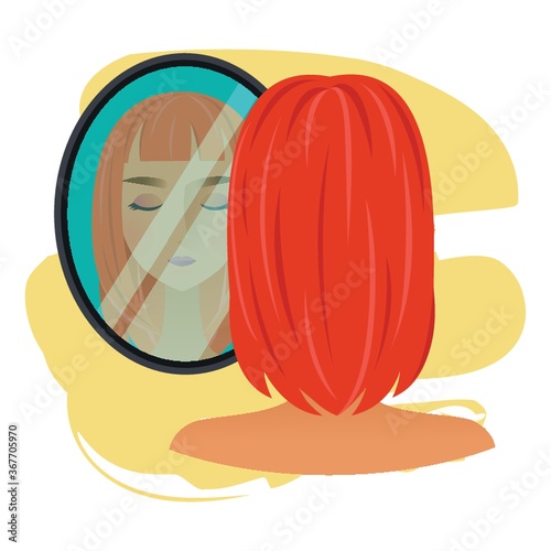 woman character with mirror