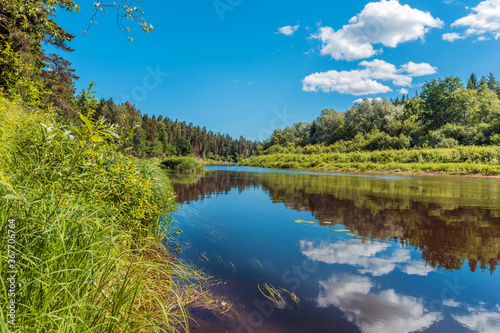 Fototapeta Naklejka Na Ścianę i Meble -  Beautiful Gauja river in the town of Valmiera, Gauja National Park
