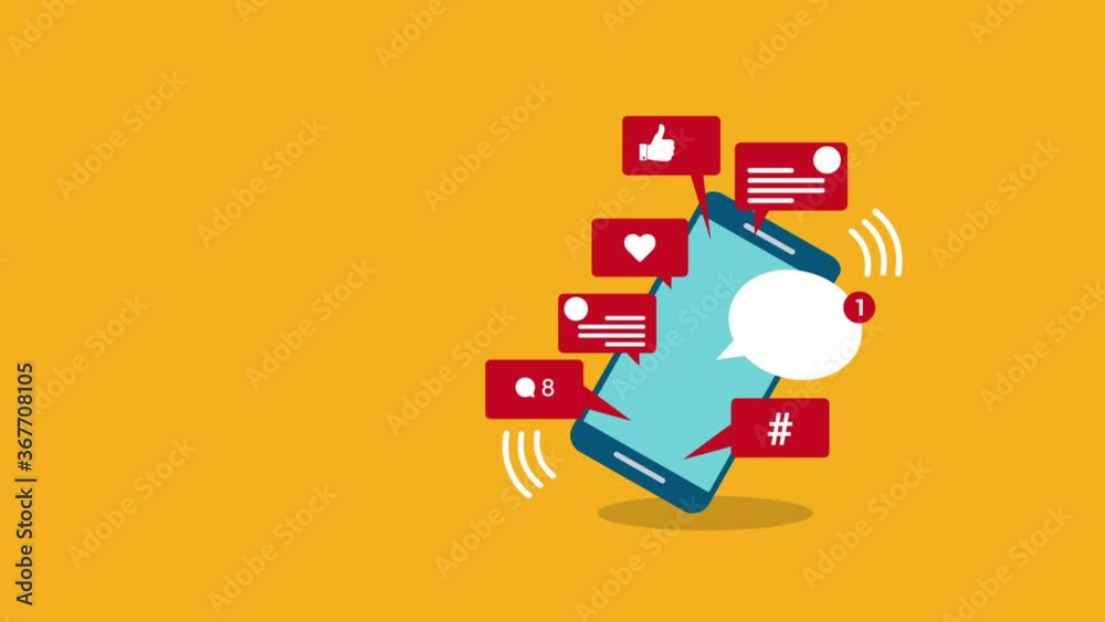 Viral content, social activity and smm - likes, shares and comments popping up on the mobile screen. HD animation Viral content, social activity and smm - likes, shares and comments popping up on the mobile screen. HD animation