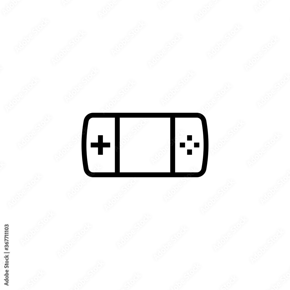 Hand held gaming console icon, game console icon in black line style icon, style isolated on white background Hand held gaming console icon, game console icon in black line style icon, style isolated on white background