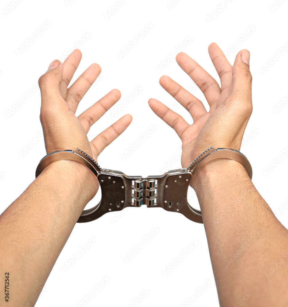 Handcuff steel on white background