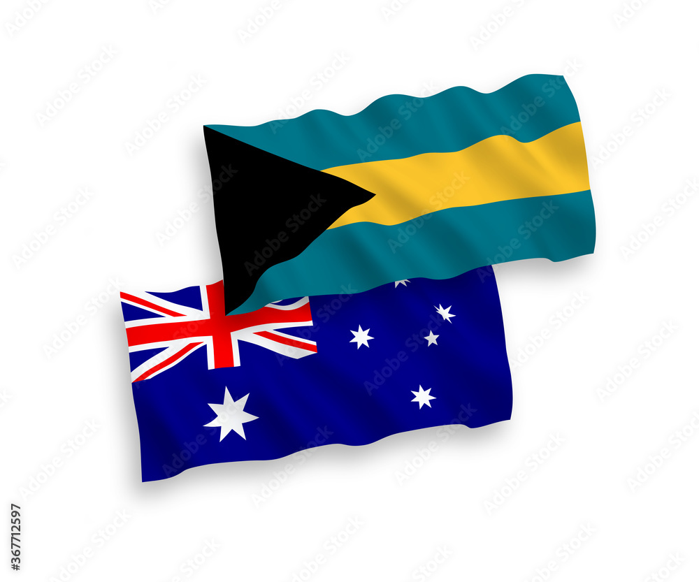 Flags of Australia and Commonwealth of The Bahamas on a white background Flags of Australia and Commonwealth of The Bahamas on a white background
