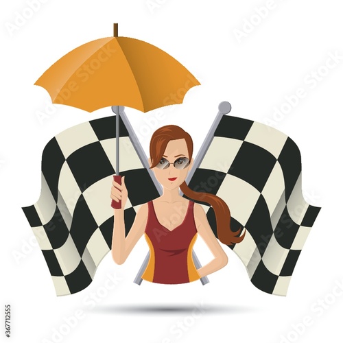 girl model holding umbrella