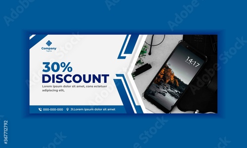 minimalist banner design in blue that attracts the customer's eyes