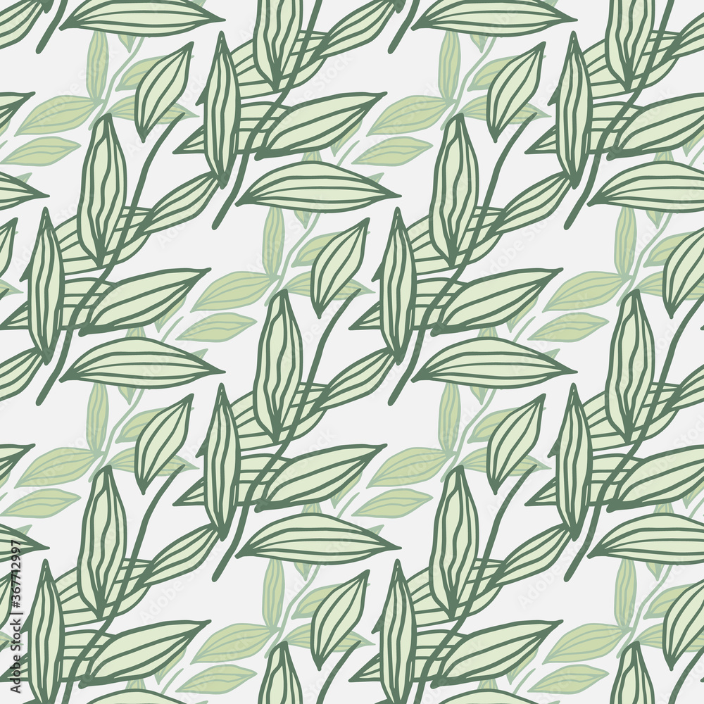 Obraz Outline branches silhouettes botanic isolated seamless pattern. Floral backdrop with white background.