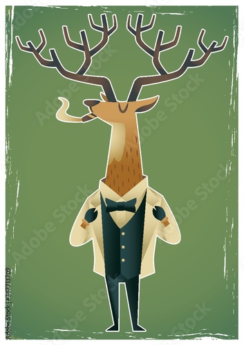 dear wearing gentle man costume