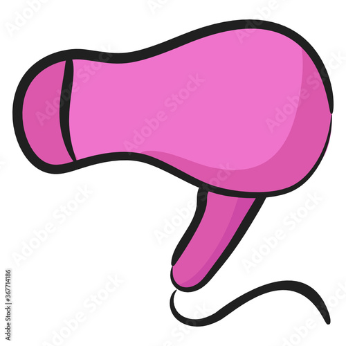 
Electronic hair drying icon in hand drawn design 
