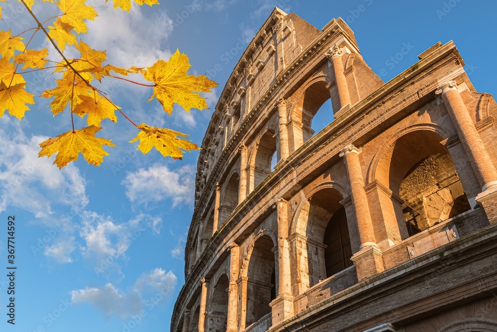 Famous italian landmark Colosseum in Rome in autumn.