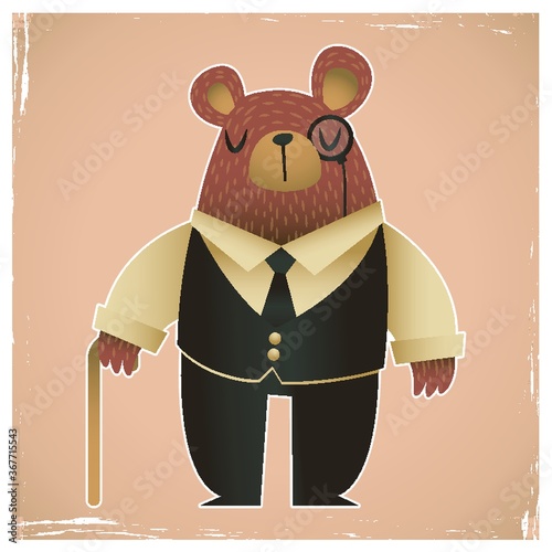 bear wearing gentle man costumes
