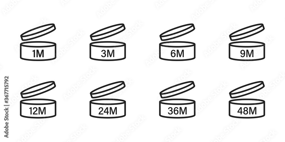 Period after opening . PAO sign icon. Period after opening cosmetic