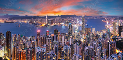 Canvas Print China - Hong Kong cityscape at night