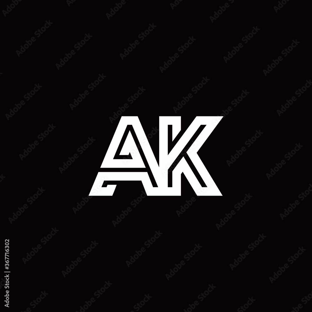 AK monogram logo with abstract line AK monogram logo with abstract line