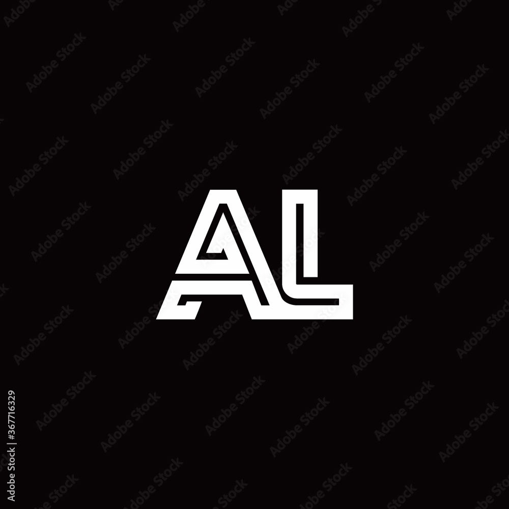 AL monogram logo with abstract line AL monogram logo with abstract line