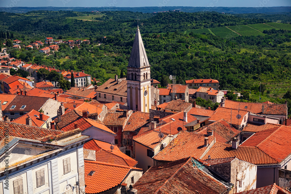 panoramic view of  Buje town, Croatia.