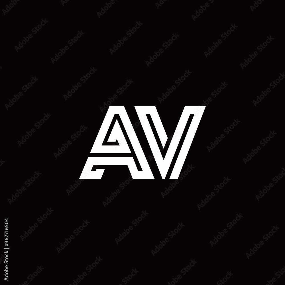 AV monogram logo with abstract line AV monogram logo with abstract line