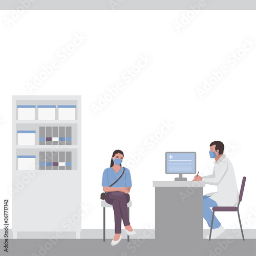 A woman at a doctor appointment in a doctor office