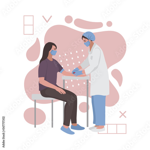 Taking blood for test medical composition with abstract elements