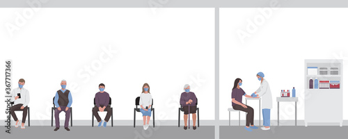 Taking blood in the laboratory. Vector illustration