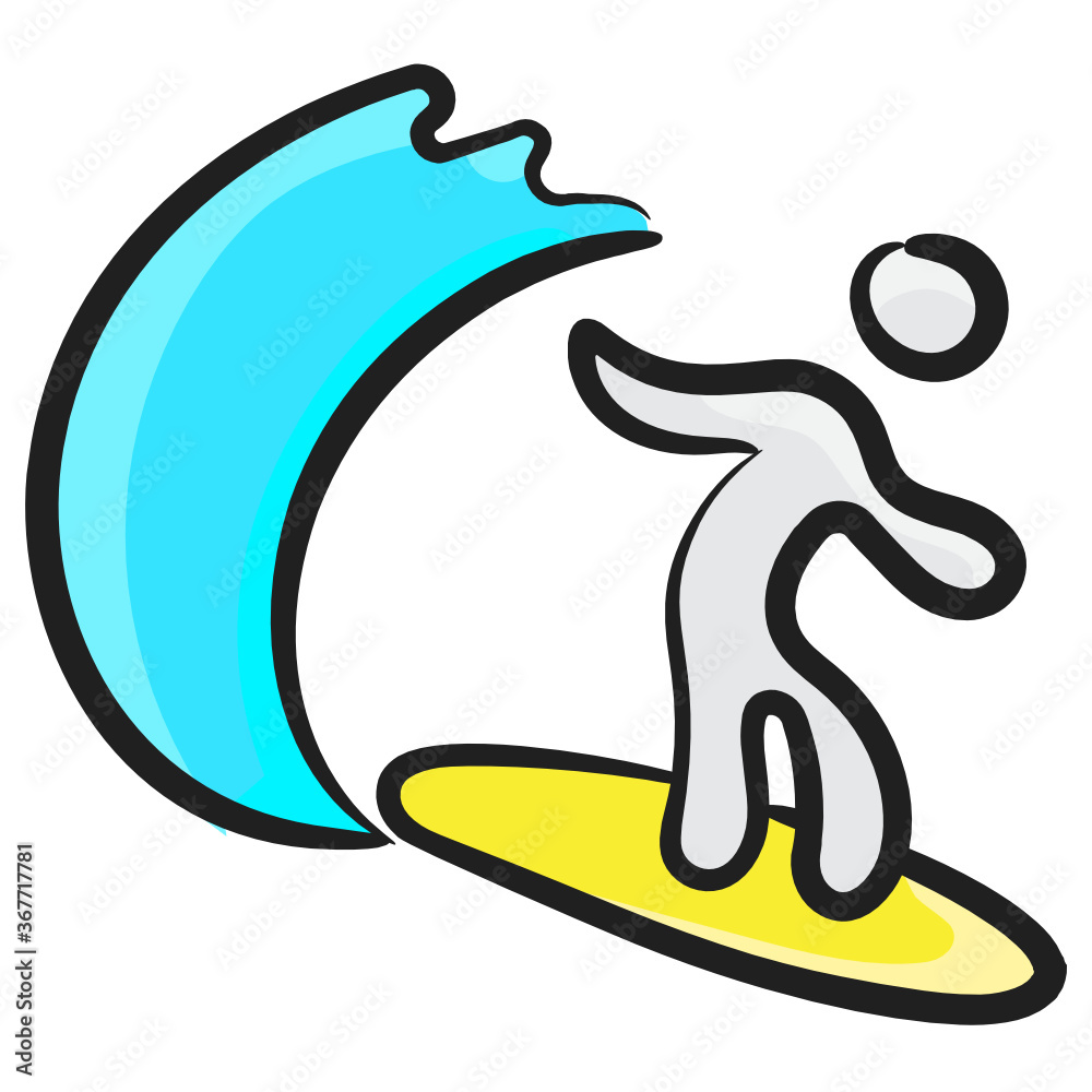 Icon of surfing in doodle editable design
Icon of surfing in doodle editable design