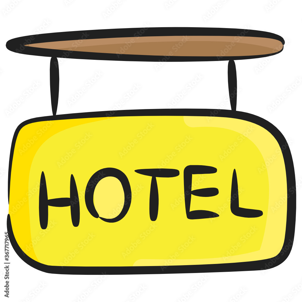 Hanging banner, doodle icon of hotel banner
Hanging banner, doodle icon of hotel banner