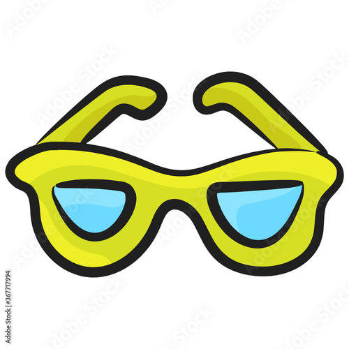  Sunglasses icon in hand drawn design 