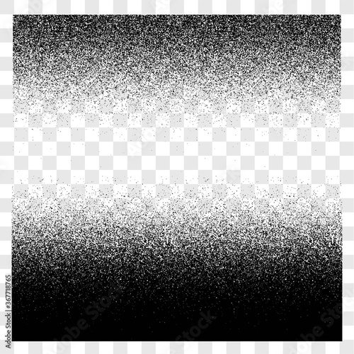 Grunge gradient spray halftone and stipple transparent texture vector set, sand grainy texture background or distress horizontal up and down backdrop