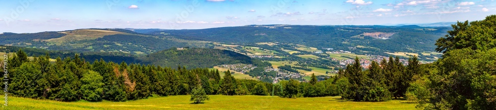 Panoramic view of mountains on Kreuzberg in the Rhoen