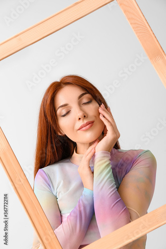 Beautiful redhead woman wit...
