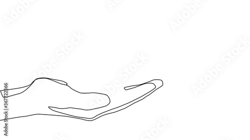 Animated continuous line drawing of hand showing growing plant.