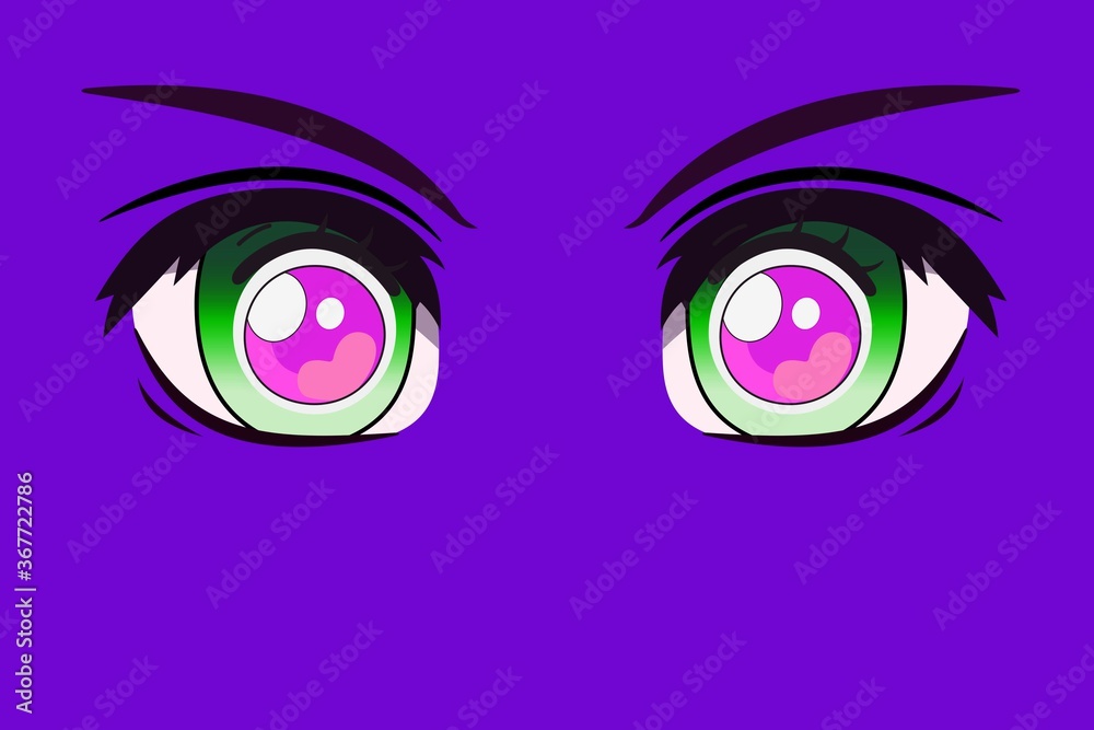  illustration of eyes on purple background
